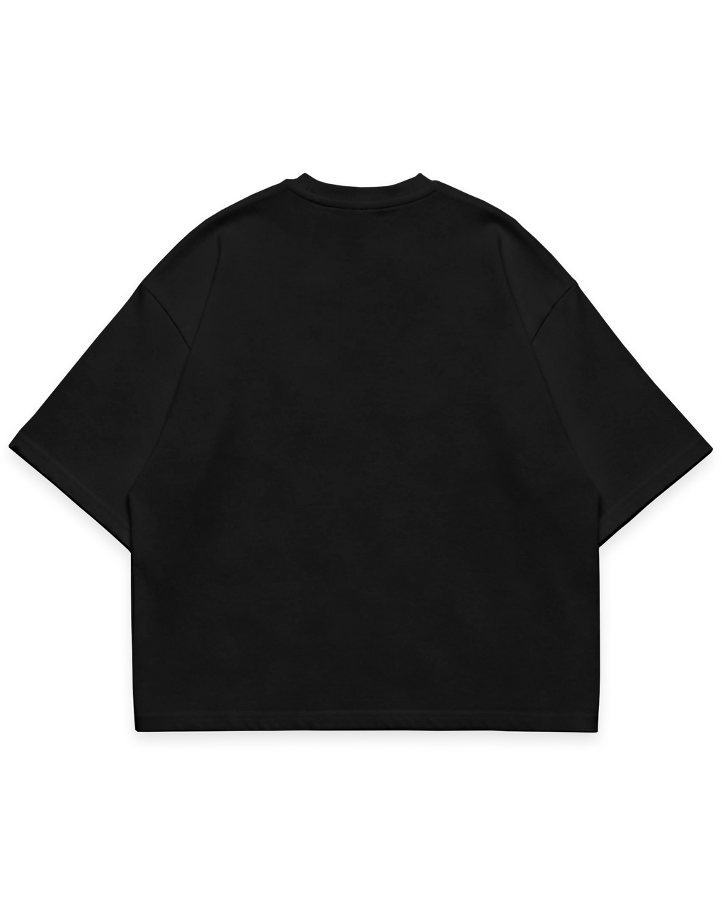 Siyah erkek oversize boxy fit tshirt arka görünüm, sade ve baskısız tasarım #siyah