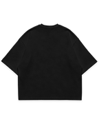 Siyah erkek oversize boxy fit tshirt arka görünüm, sade ve baskısız tasarım #siyah