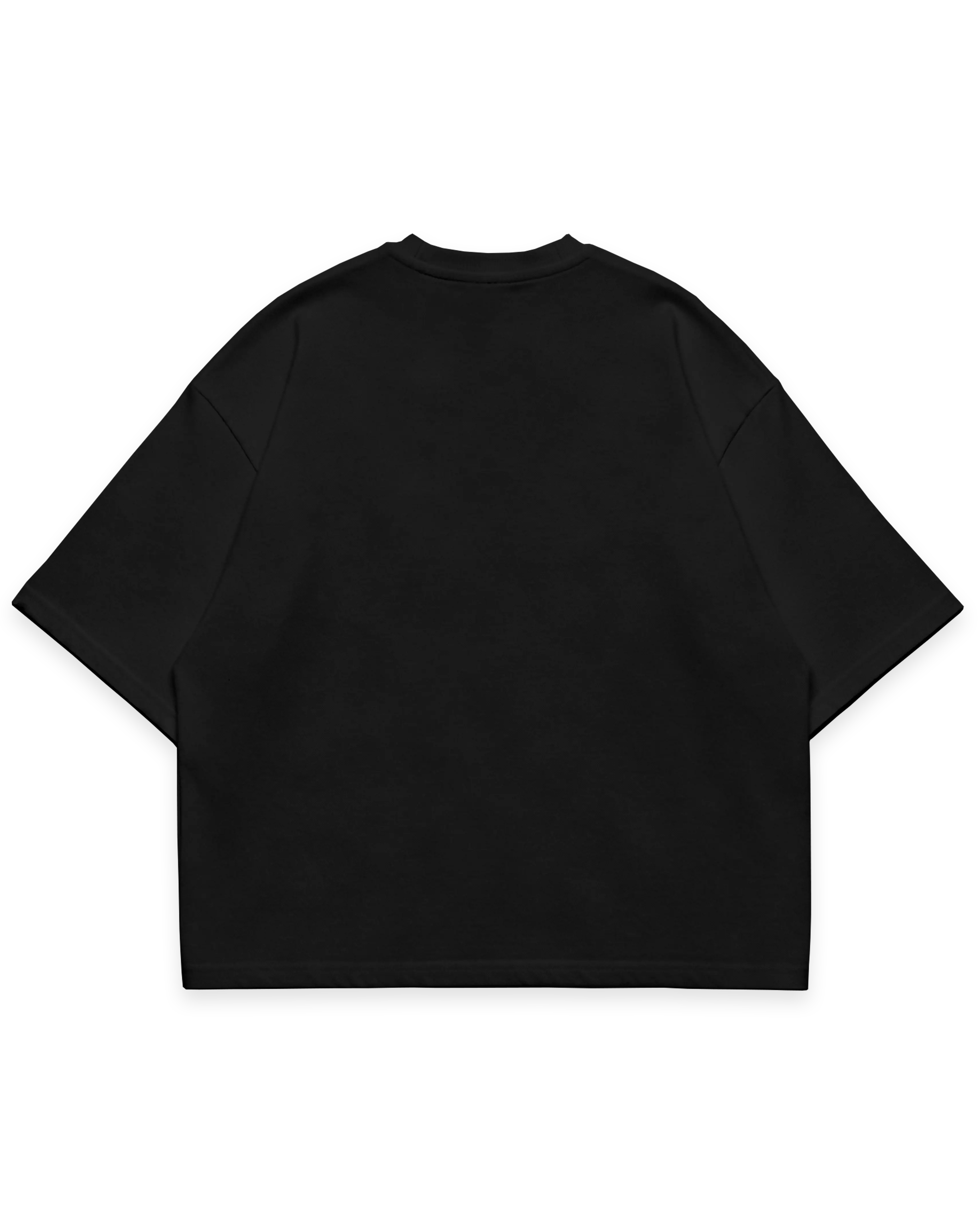 Siyah erkek oversize boxy fit tshirt arka görünüm, sade ve baskısız tasarım #siyah