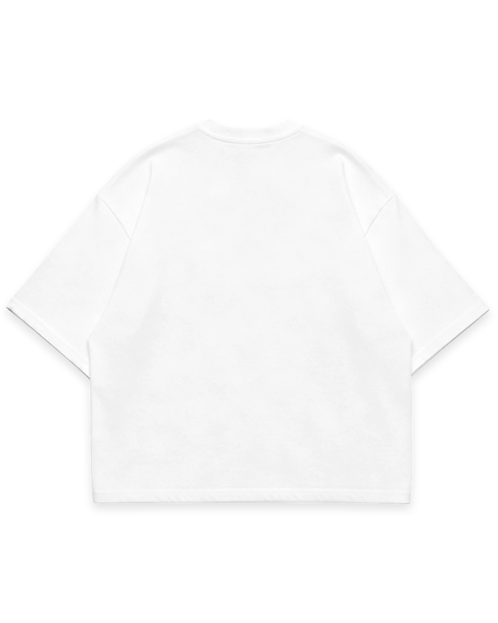 Beyaz erkek oversize boxy fit tshirt arka görünüm, sade ve baskısız tasarım #beyaz