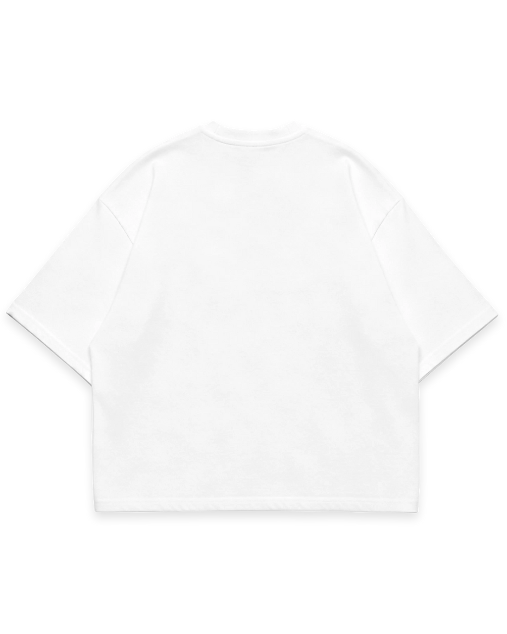 Beyaz erkek oversize boxy fit tshirt arka görünüm, sade ve baskısız tasarım #beyaz