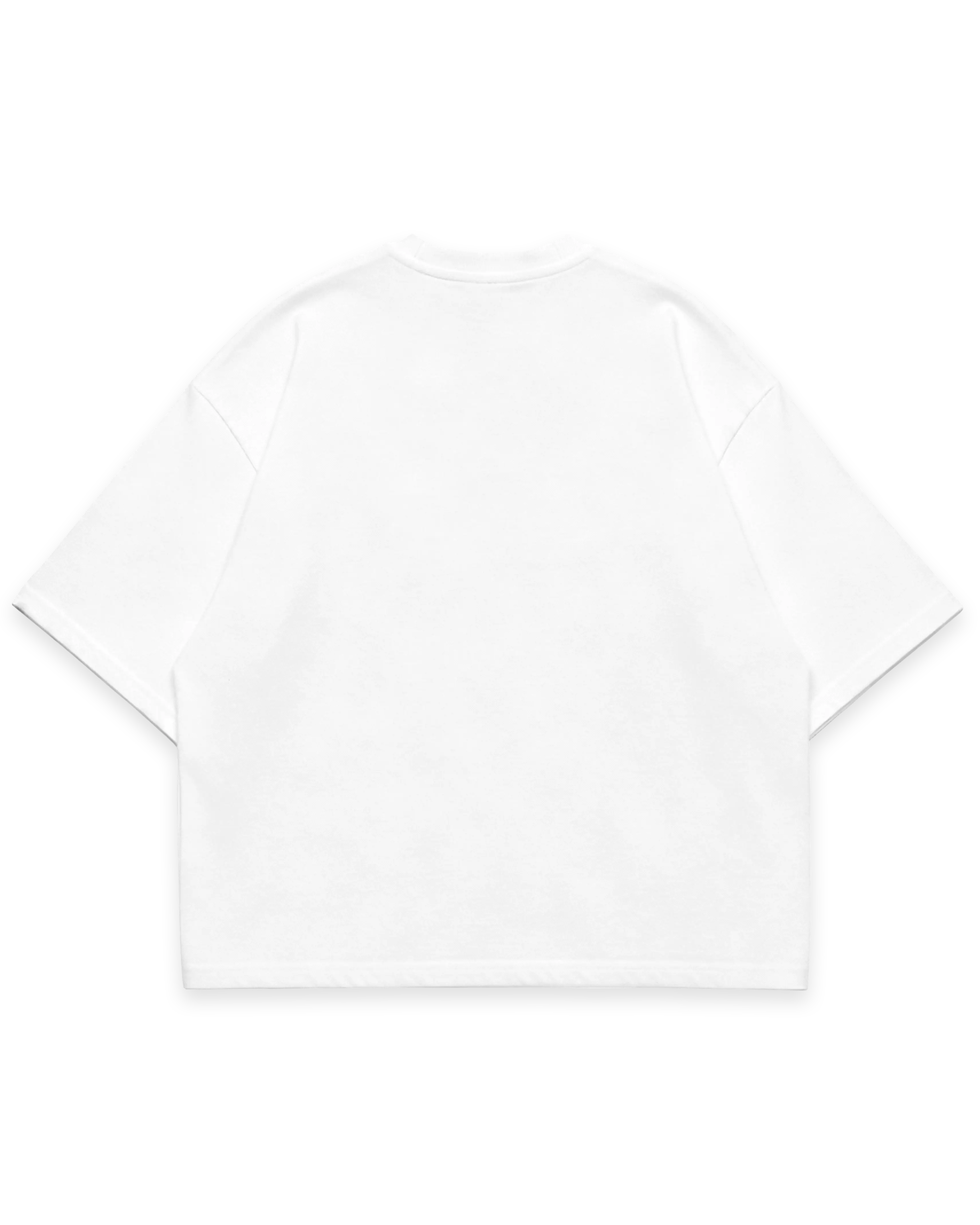 Beyaz erkek oversize boxy fit tshirt arka görünüm, sade ve baskısız tasarım #beyaz
