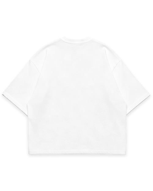 Beyaz erkek oversize boxy fit tshirt arka görünüm, sade ve baskısız tasarım #beyaz