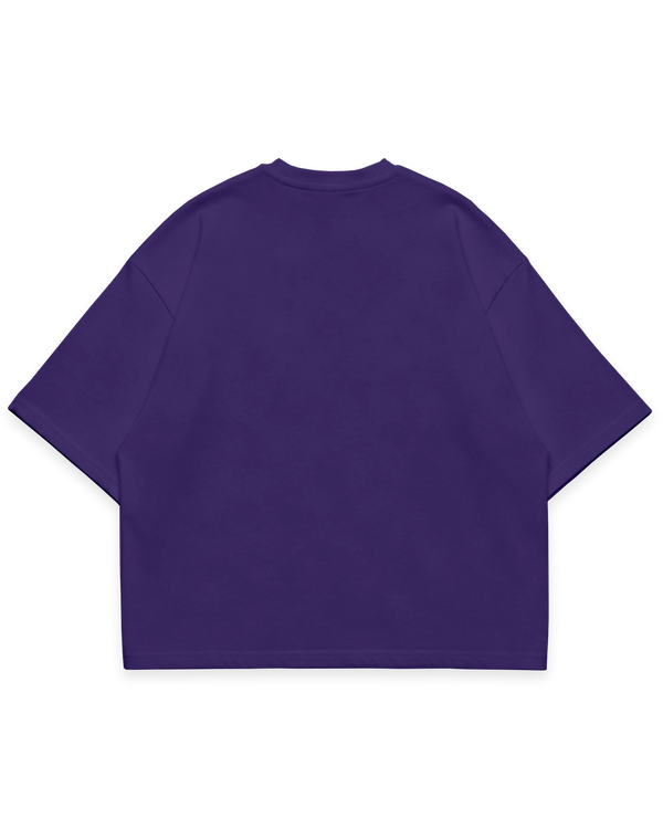 Mor erkek oversize boxy fit tshirt arka görünüm, sade ve baskısız tasarım #violet