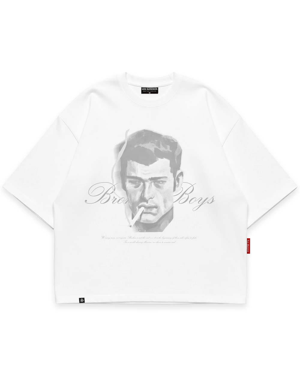 BROKEN BOYS TEE beyaz oversize boxy fit tshirt, sanatsal erkek portre baskılı streetwear tasarım #beyaz