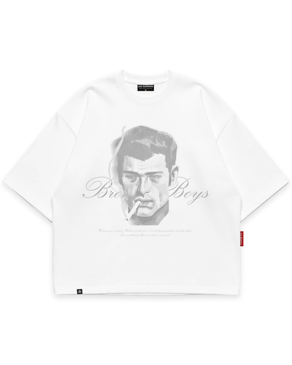 BROKEN BOYS TEE beyaz oversize boxy fit tshirt, sanatsal erkek portre baskılı streetwear tasarım #beyaz