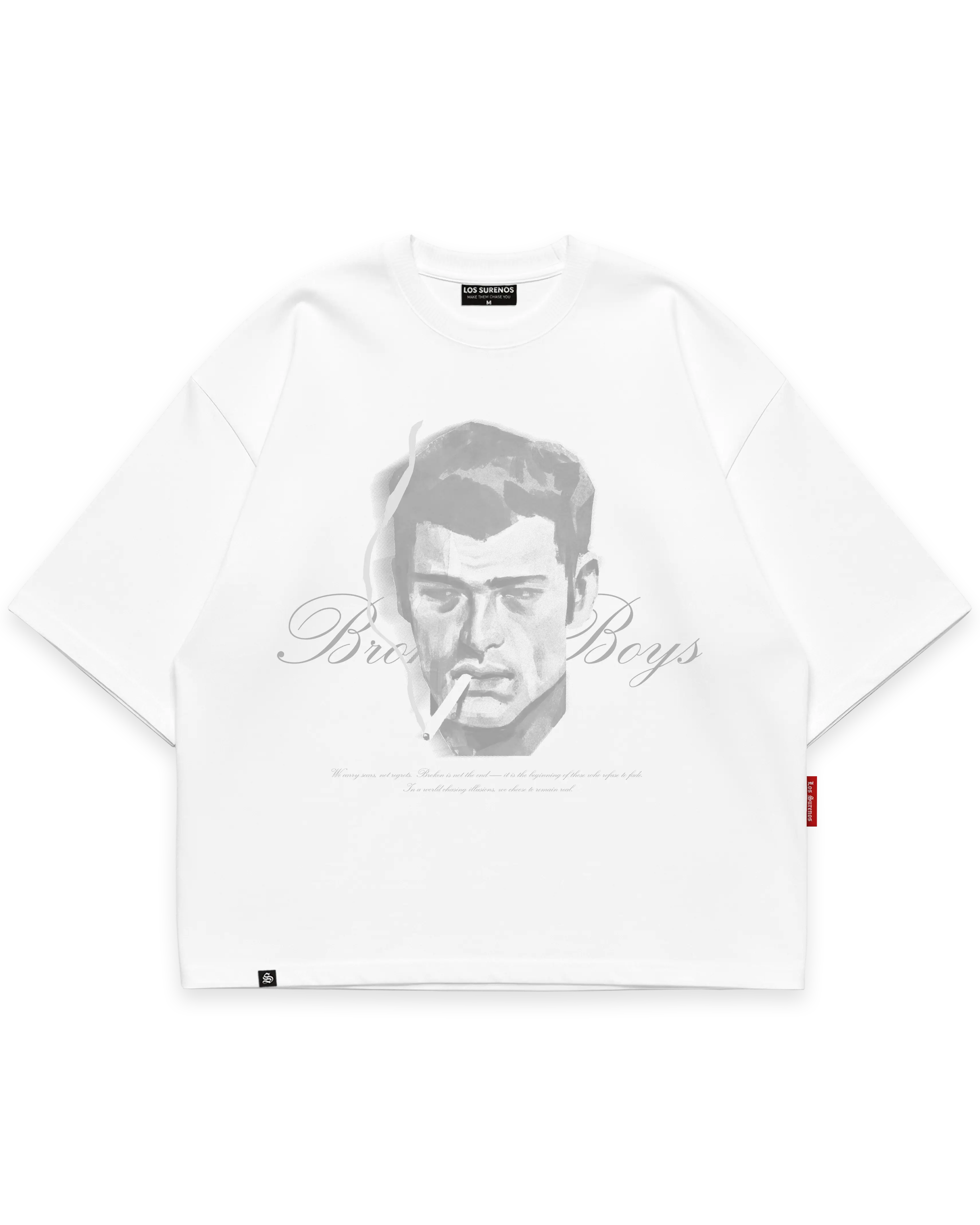 BROKEN BOYS TEE beyaz oversize boxy fit tshirt, sanatsal erkek portre baskılı streetwear tasarım #beyaz