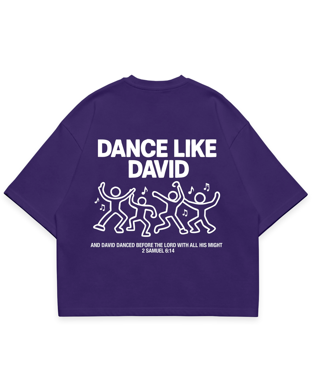DANCE LIKE DAVID TEE mor oversize tshirt, dans eden figürler ve slogan yazı baskılı arka tasarım #violet