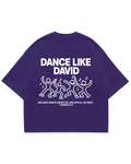 DANCE LIKE DAVID TEE mor oversize tshirt, dans eden figürler ve slogan yazı baskılı arka tasarım #violet