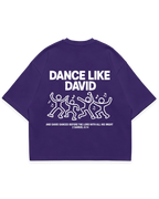 DANCE LIKE DAVID TEE mor oversize tshirt, dans eden figürler ve slogan yazı baskılı arka tasarım #violet