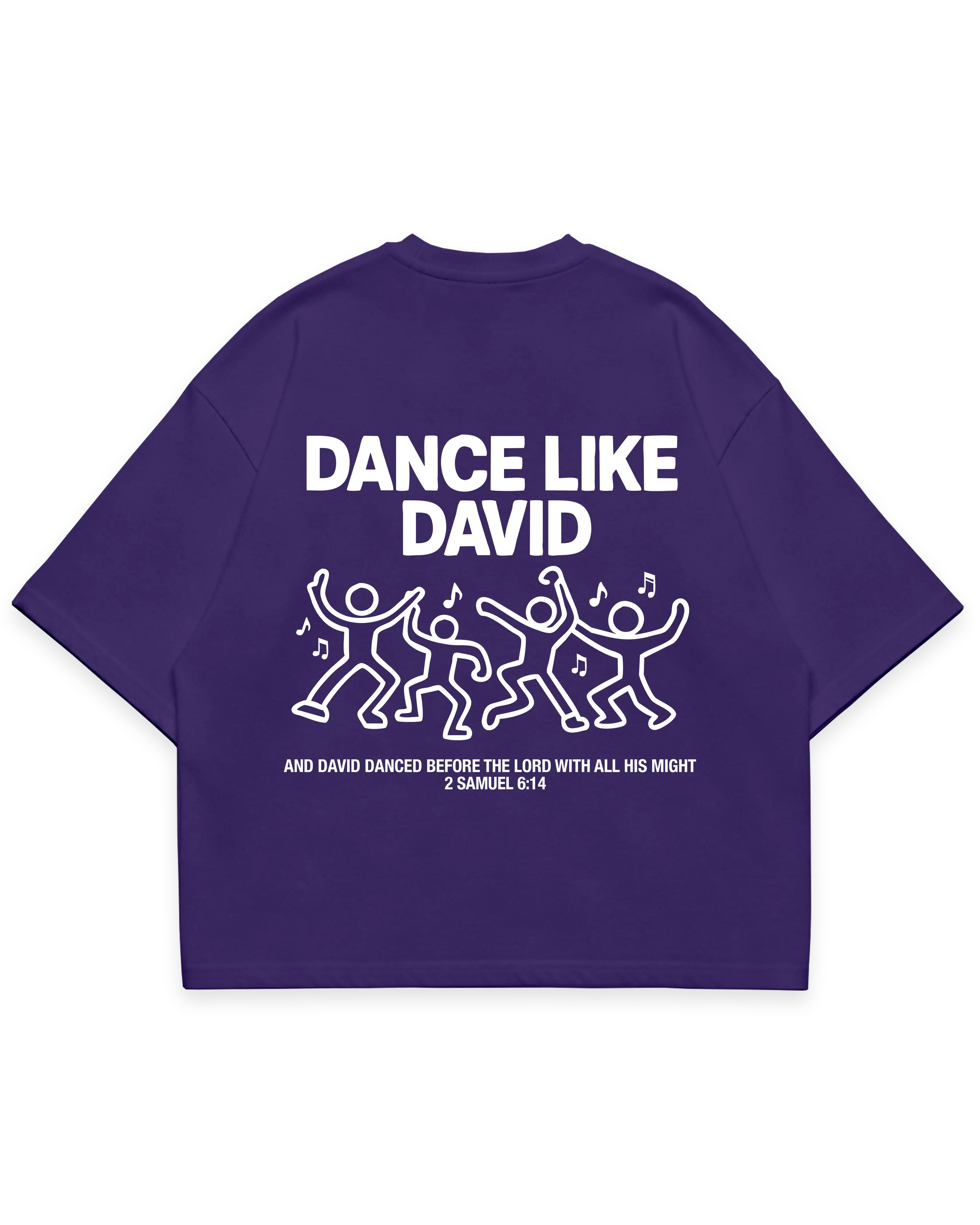 DANCE LIKE DAVID TEE mor oversize tshirt, dans eden figürler ve slogan yazı baskılı arka tasarım #violet