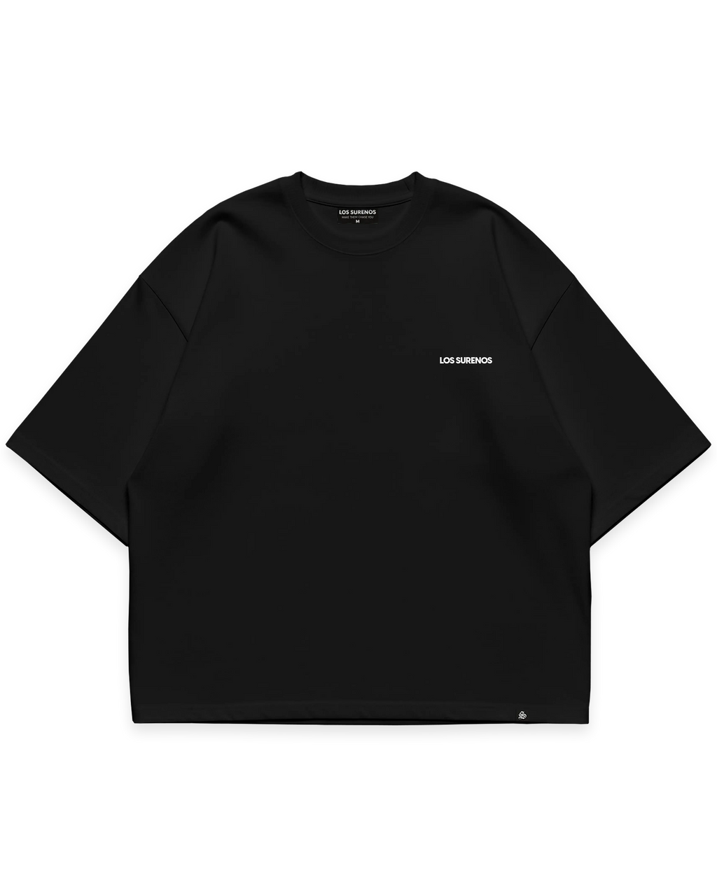 Los Surenos ön göğüs logo detaylı siyah erkek oversize boxy fit tshirt #siyah