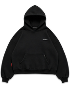 Los Surenos siyah hoodie ön görünüm, minimal göğüs logo detaylı oversize kapüşonlu sweatshirt, premium streetwear tasarım #siyah