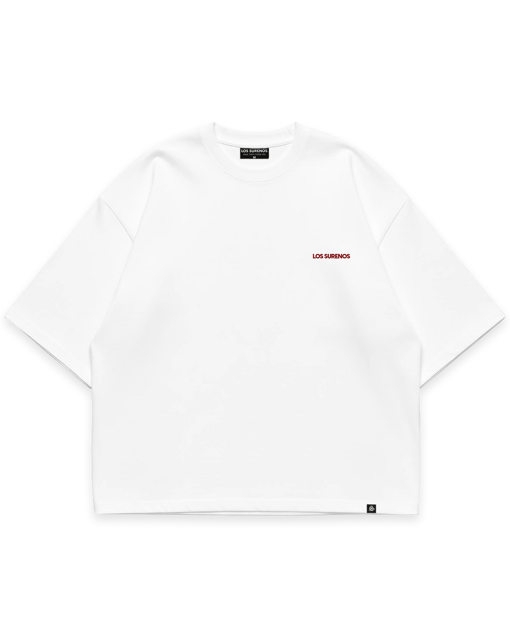 Los Surenos ön göğüs logo detaylı beyaz erkek oversize boxy fit tshirt #beyaz