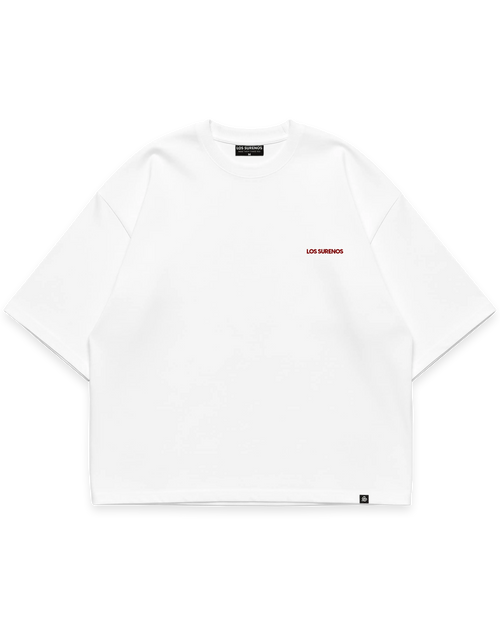 Los Surenos ön göğüs logo detaylı beyaz erkek oversize boxy fit tshirt #beyaz