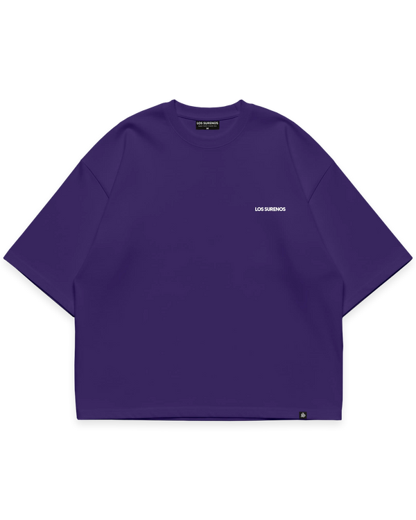 Los Surenos ön göğüs logo detaylı mor erkek oversize boxy fit tshirt #violet