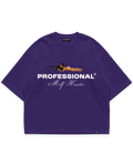 Milf hunter mor oversize boxy fit tshirt, keskin nişancı figürlü grafik ve beyaz yazı baskılı, streetwear tasarım #violet