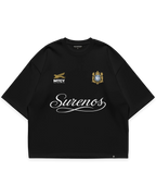 Surenos Jersey siyah oversize tshirt, MTCY ve Surenos arma detaylı premium logo baskı, minimal lüks streetwear tasarım #siyah
