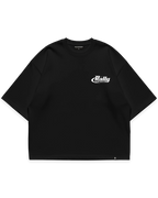Surenos Racing siyah oversize t-shirt, ön yüz beyaz Rally America logo baskılı sade motorsport streetwear tasarım #siyah