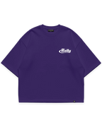 Surenos Racing mor oversize boxy fit shirt, göğüs beyaz Rally America logo detaylı minimal motorsport tasarım #violet